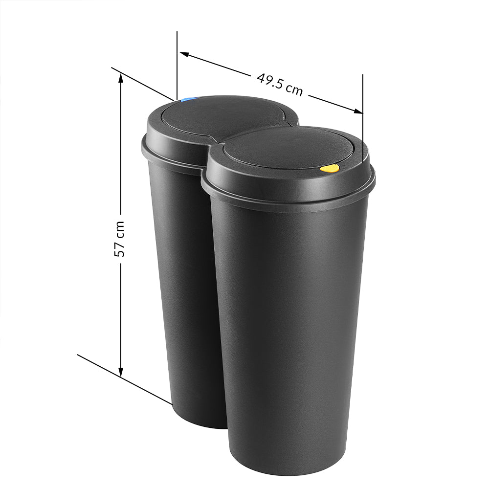 Pattumiera doppia con pulsante nero plastica 2x25L