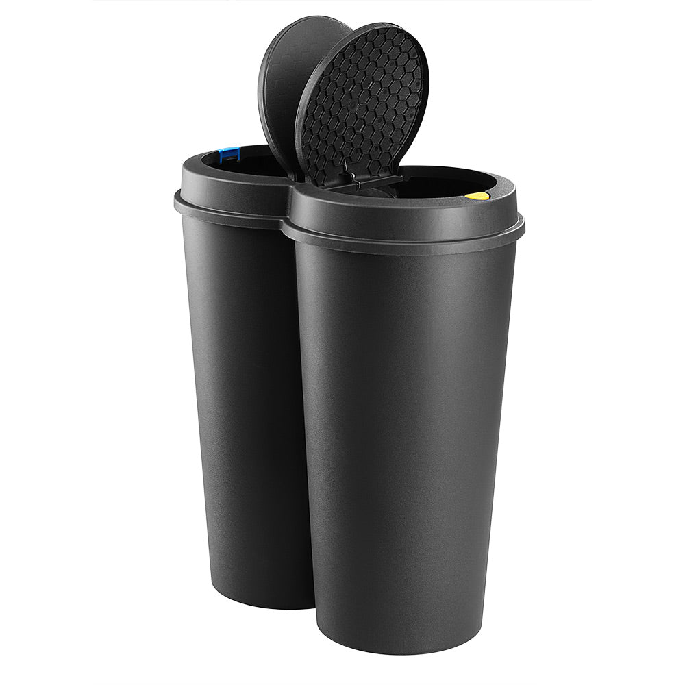 Pattumiera doppia con pulsante nero plastica 2x25L