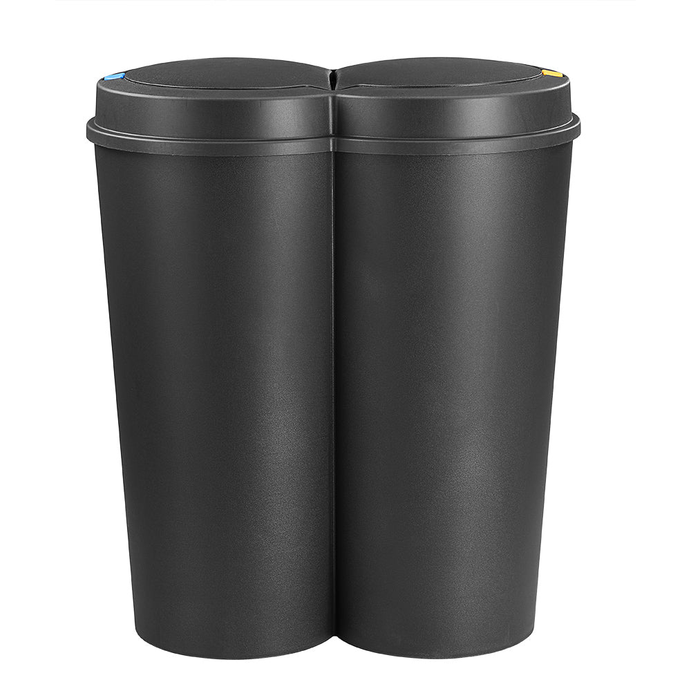 Pattumiera doppia con pulsante nero plastica 2x25L