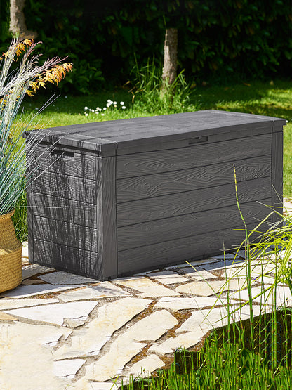 Baule da giardino Woody antracite-marrone 116x43x55cm