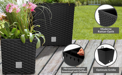 Vaso da esterno Rato Low antracite 39x39x40,5cm 64L