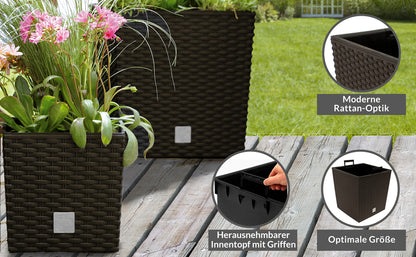 Vaso da esterno Rato Low set 2 pz marrone 39x39x40,5cm