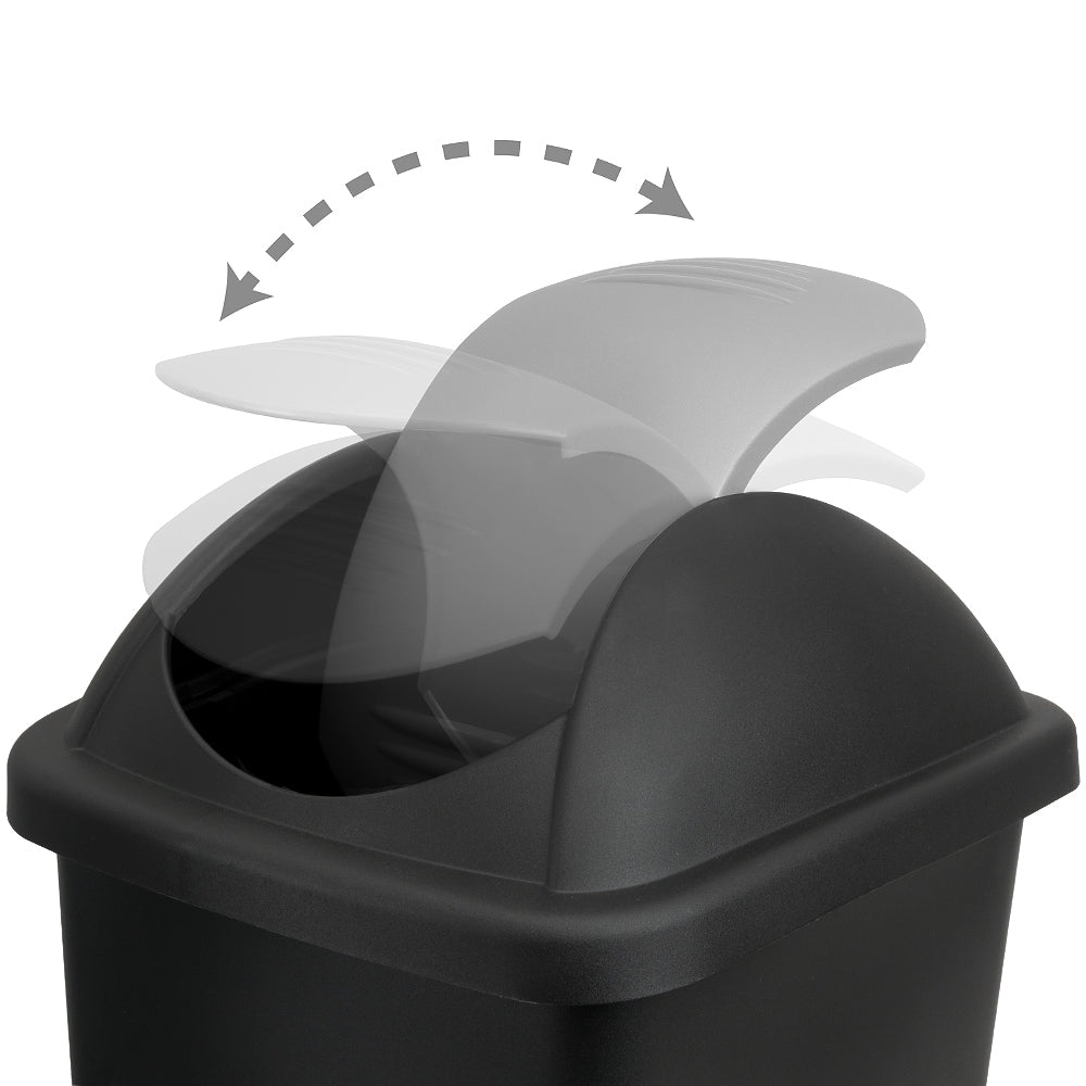Pattumiera con coperchio nero-argento plastica 60L