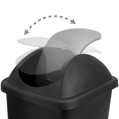 Pattumiera con coperchio nero-argento plastica 60L