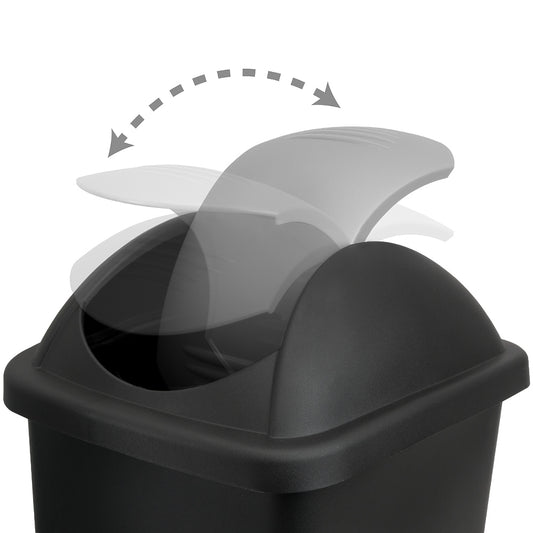 Pattumiera con coperchio nero-argento plastica 60L