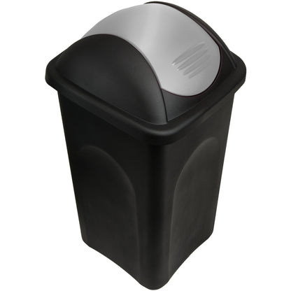 Pattumiera con coperchio nero-argento plastica 60L