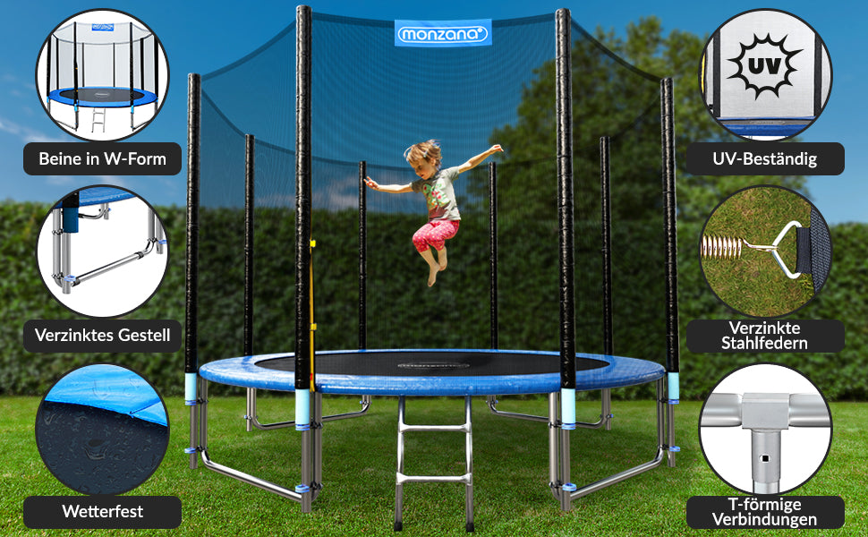 Trampolino elastico Ø305 cm con rete di sicurezza