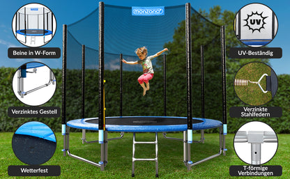 Trampolino elastico Ø305 cm con rete di sicurezza