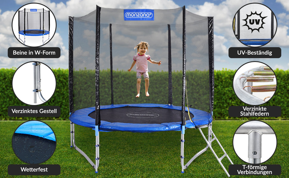 Trampolino elastico Ø244 cm con rete di sicurezza