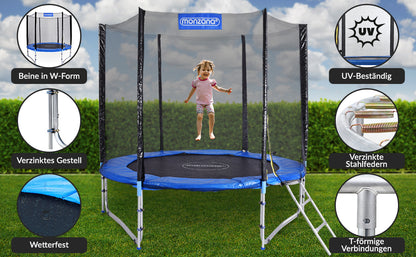 Trampolino elastico Ø244 cm con rete di sicurezza
