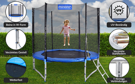 Trampolino elastico Ø244 cm con rete di sicurezza