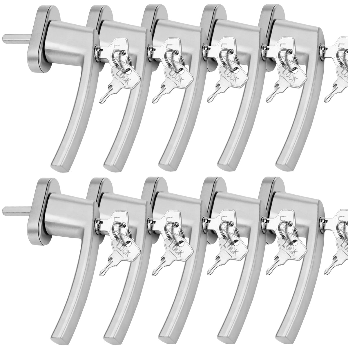 Maniglia per finestra con serratura set 10pz argento