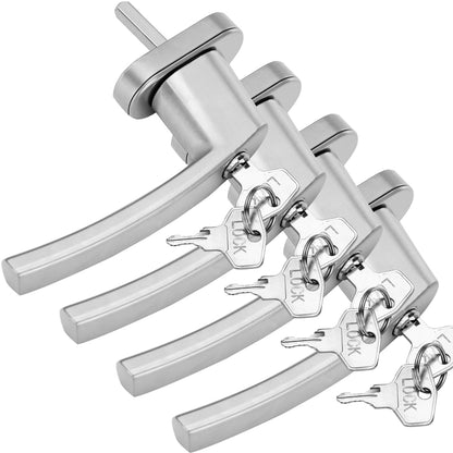 Maniglia per finestra con serratura set 4  pz argento