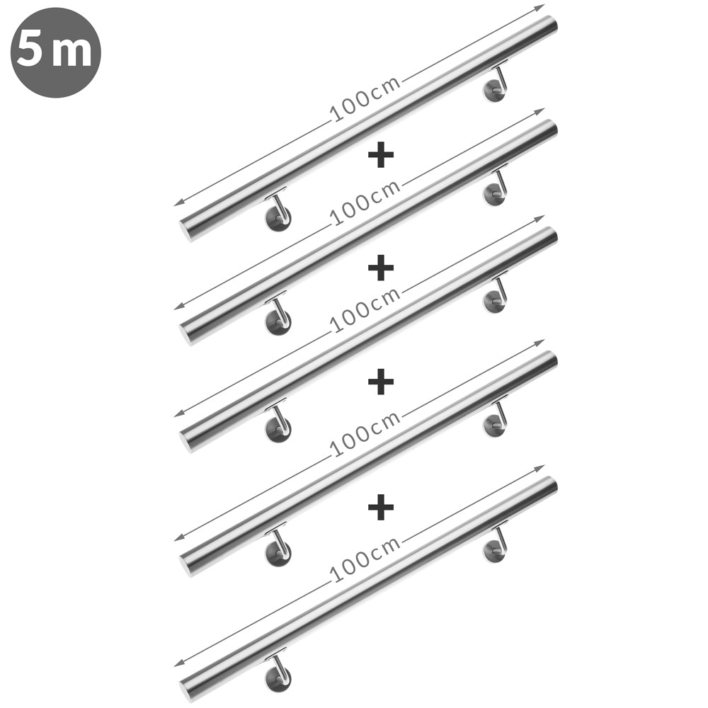 Corrimano 5pz in acciaio inox 4,2x500cm