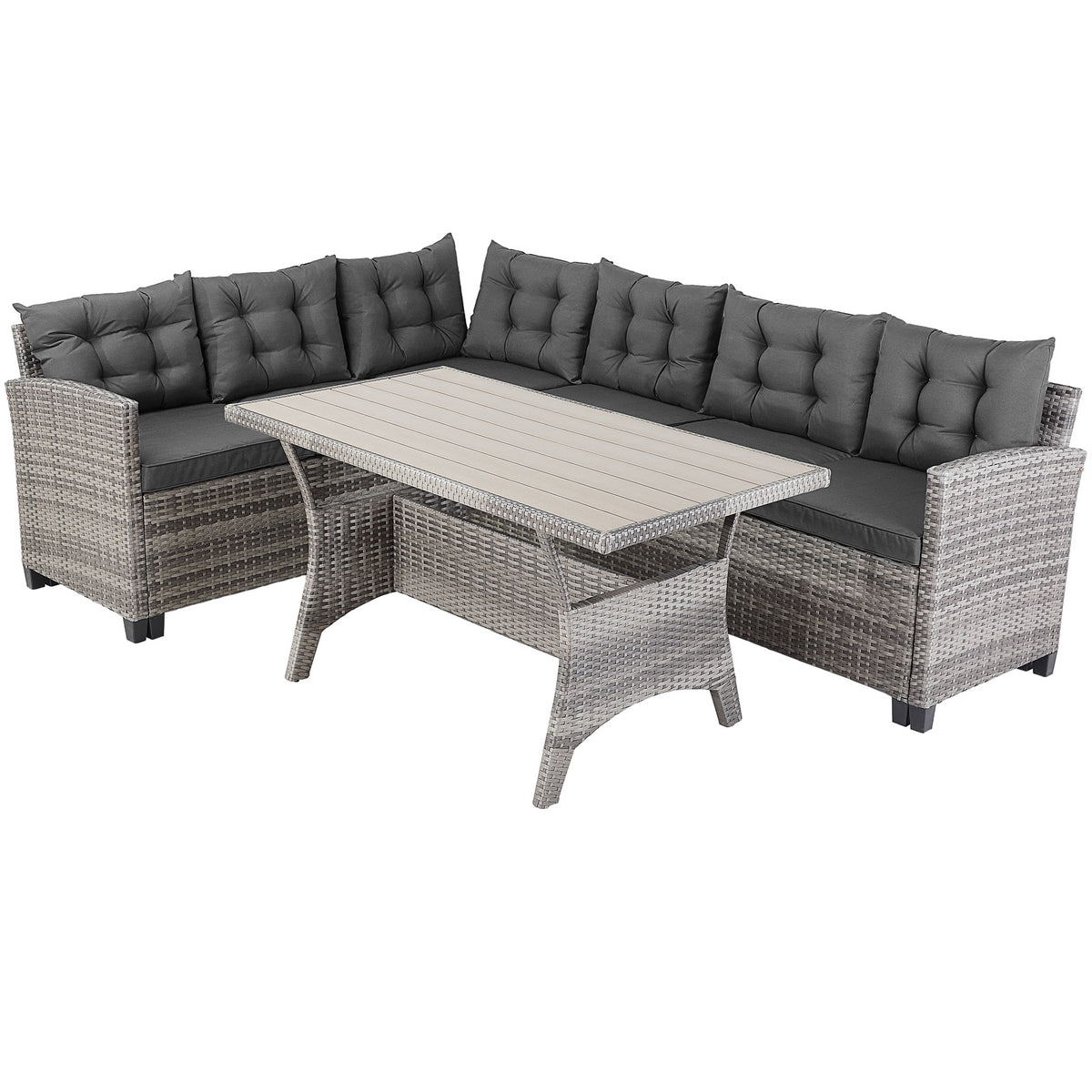 Divani da giardino Lisbona girgio polyrattan 6 persone