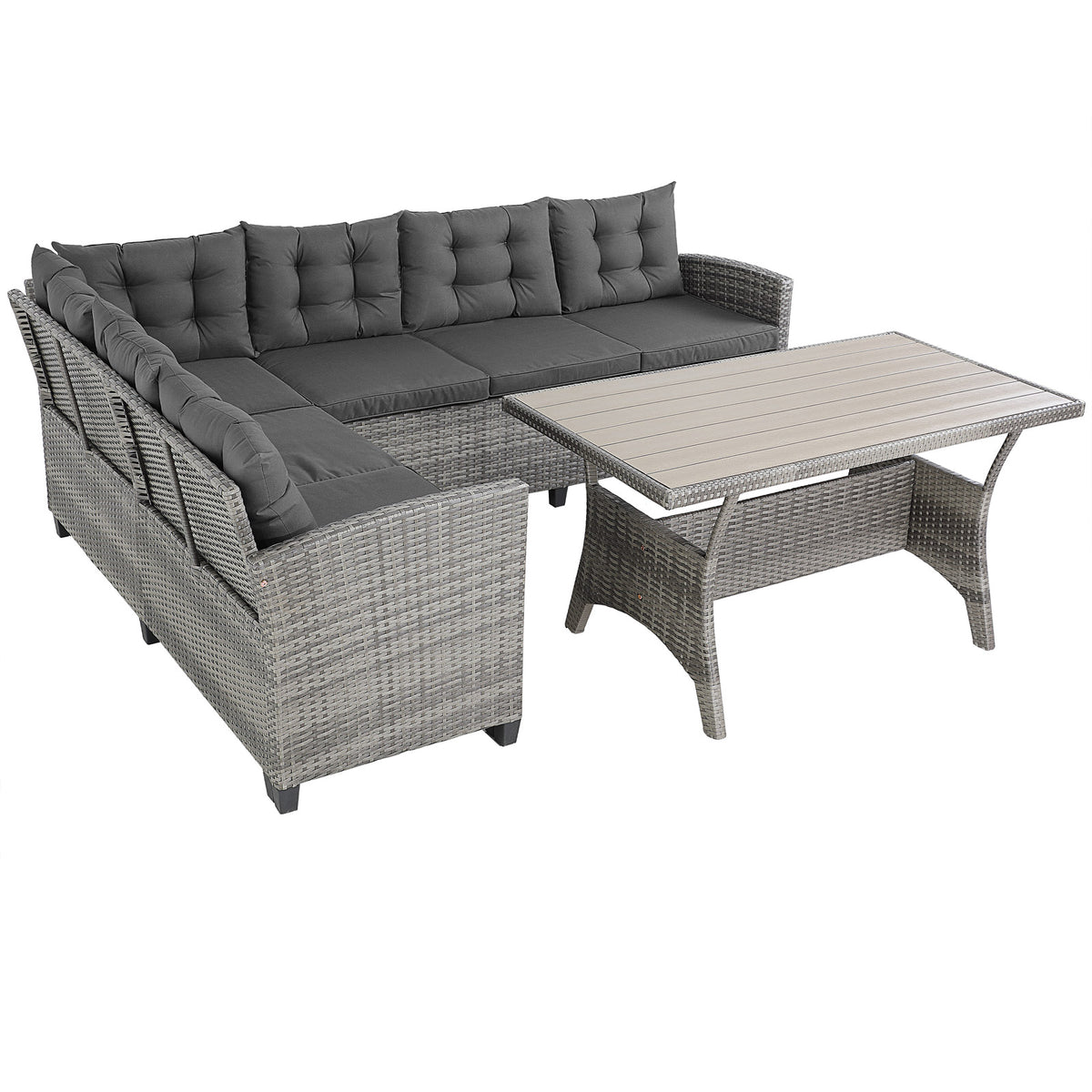Divani da giardino Lisbona girgio polyrattan 6 persone