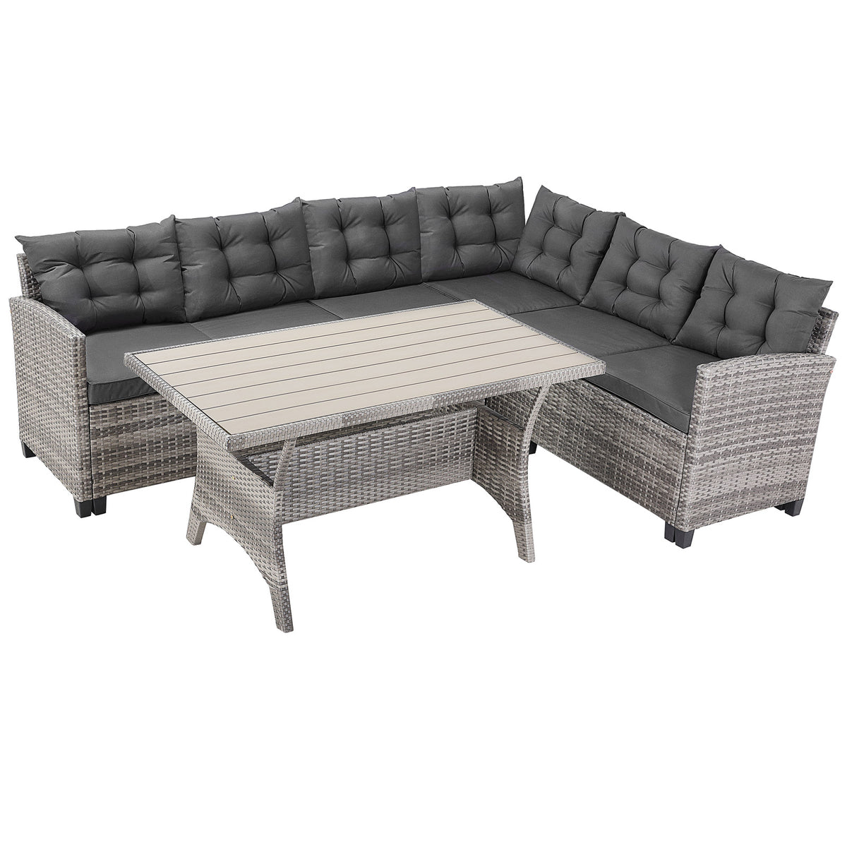 Divani da giardino Lisbona girgio polyrattan 6 persone