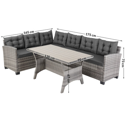 Divani da giardino Lisbona girgio polyrattan 6 persone