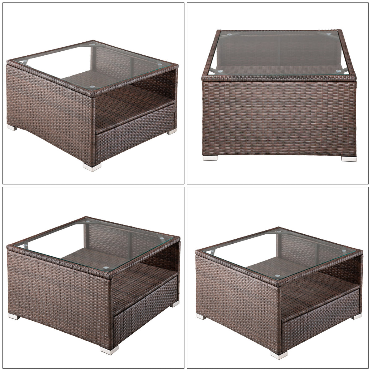 Salotto da giardino16 pz crema- marrone polyrattan