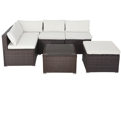 Salotto da giardino16 pz crema- marrone polyrattan
