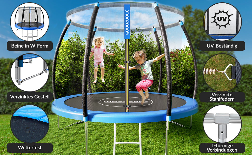 Trampolino Elastico Ø244cm con rete di sicurezza TÜV GS