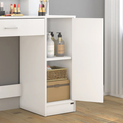 Tavolino da trucco bianco 140x90x40cm cassetto specchio LED