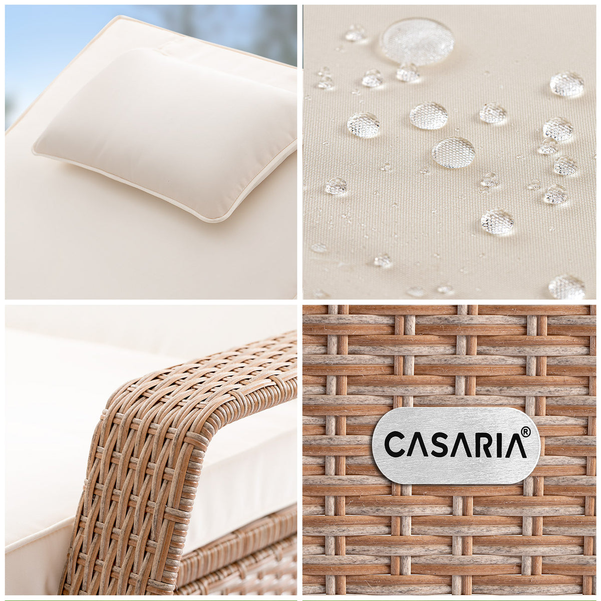Sdraio da giardino crema polyrattan 193x90x43cm