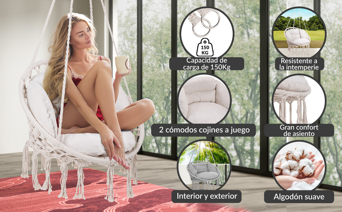 Poltrona sospesa crema 80x60x140cm