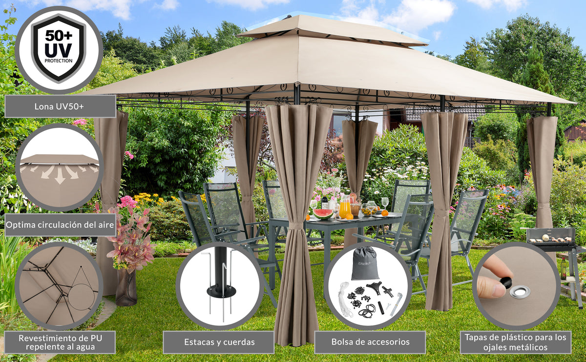 Gazebo Topas 3x4m tortora