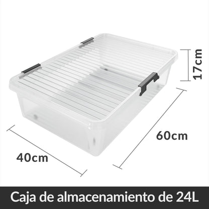 Set di 6 scatole portaoggetti trasparenti 60x40x17cm 30L
