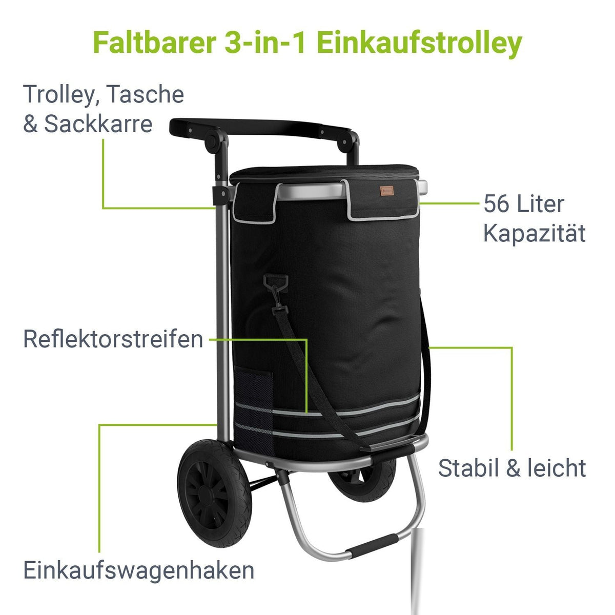Carrello spesa 3in1 - capacità 56 L