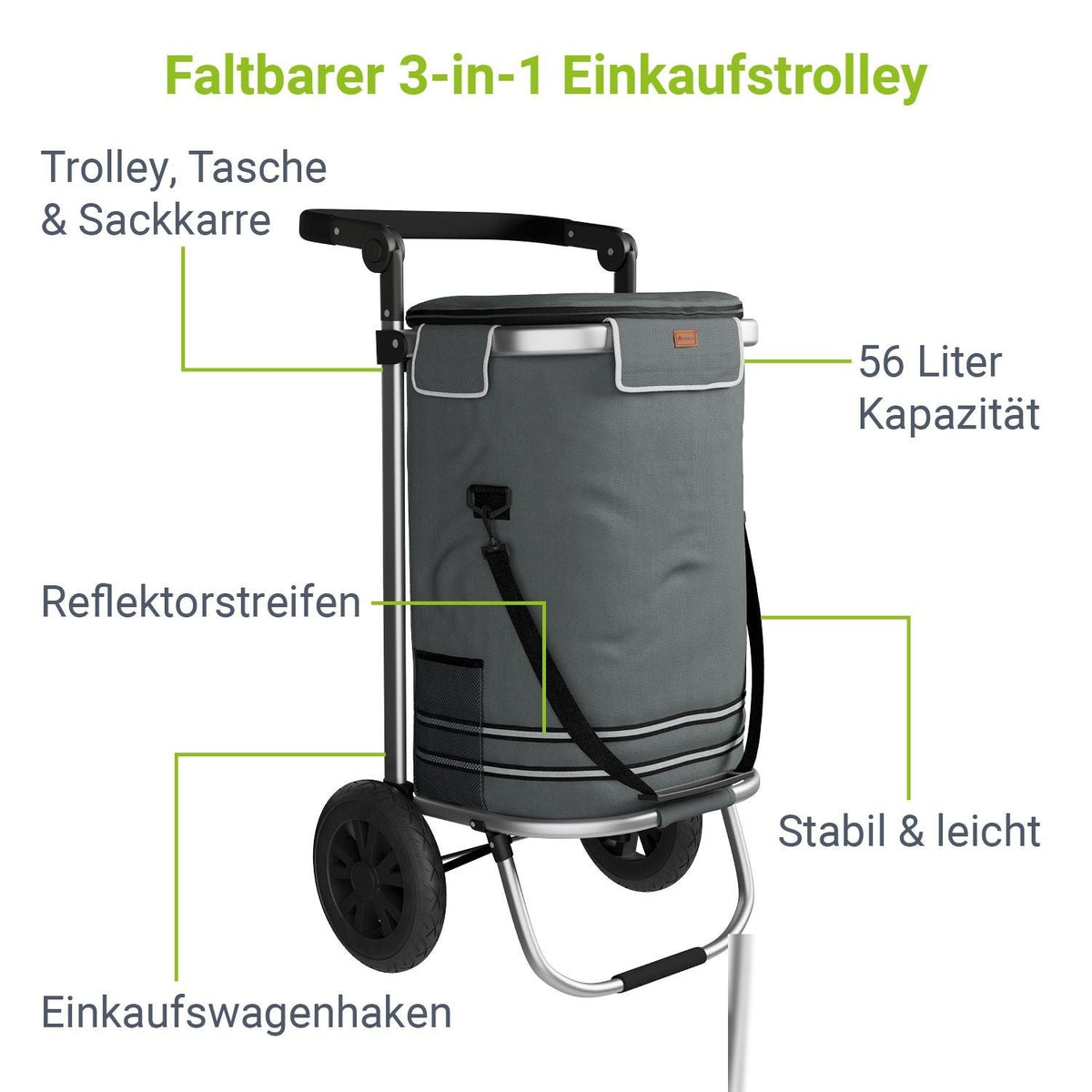 Carrello spesa 3in1 - capacità 56 L