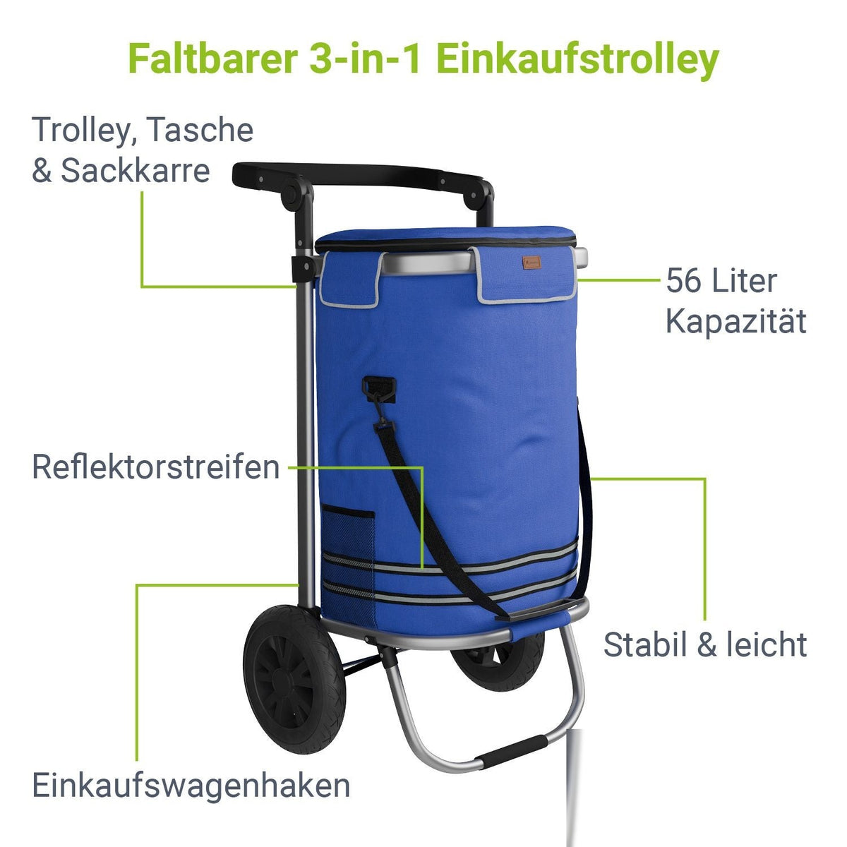 Carrello spesa 3in1 - capacità 56 L