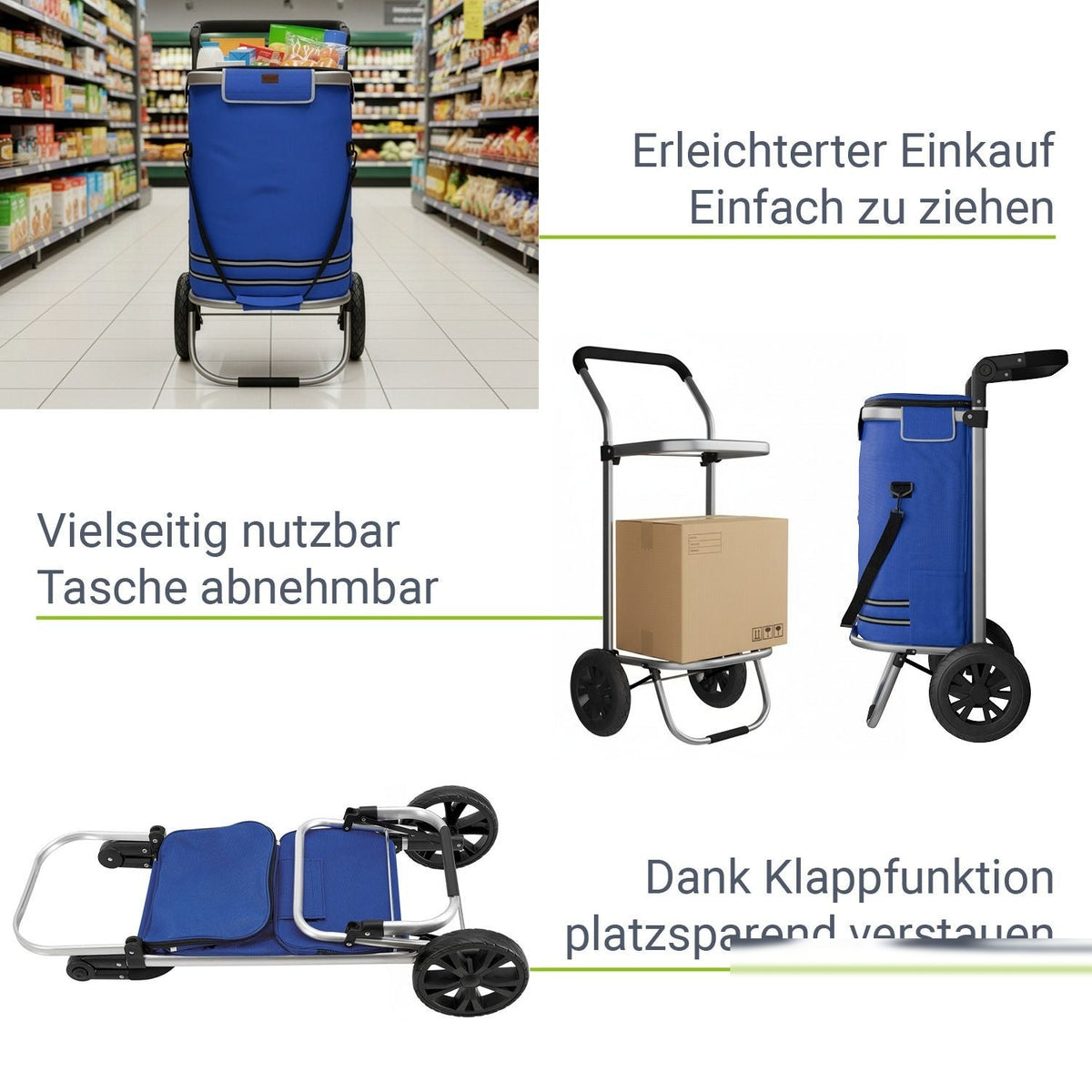Carrello spesa 3in1 - capacità 56 L