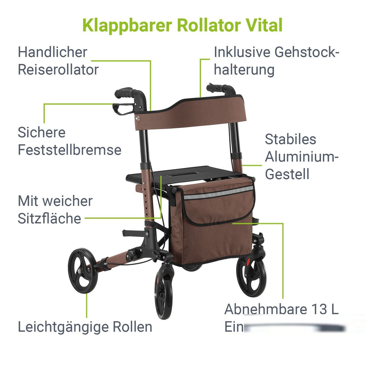Rollator Vital in alluminio con sedile