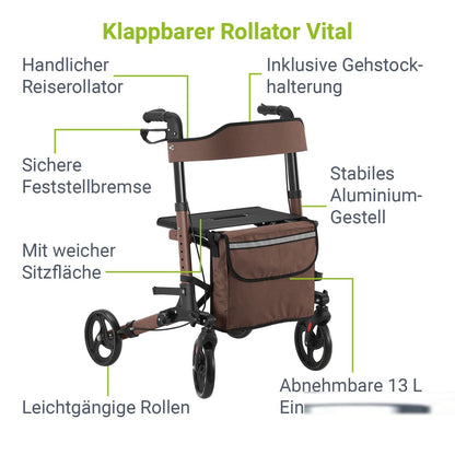 Rollator Vital in alluminio con sedile