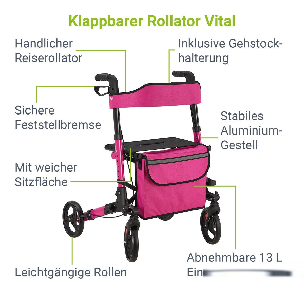 Rollator Vital in alluminio con sedile
