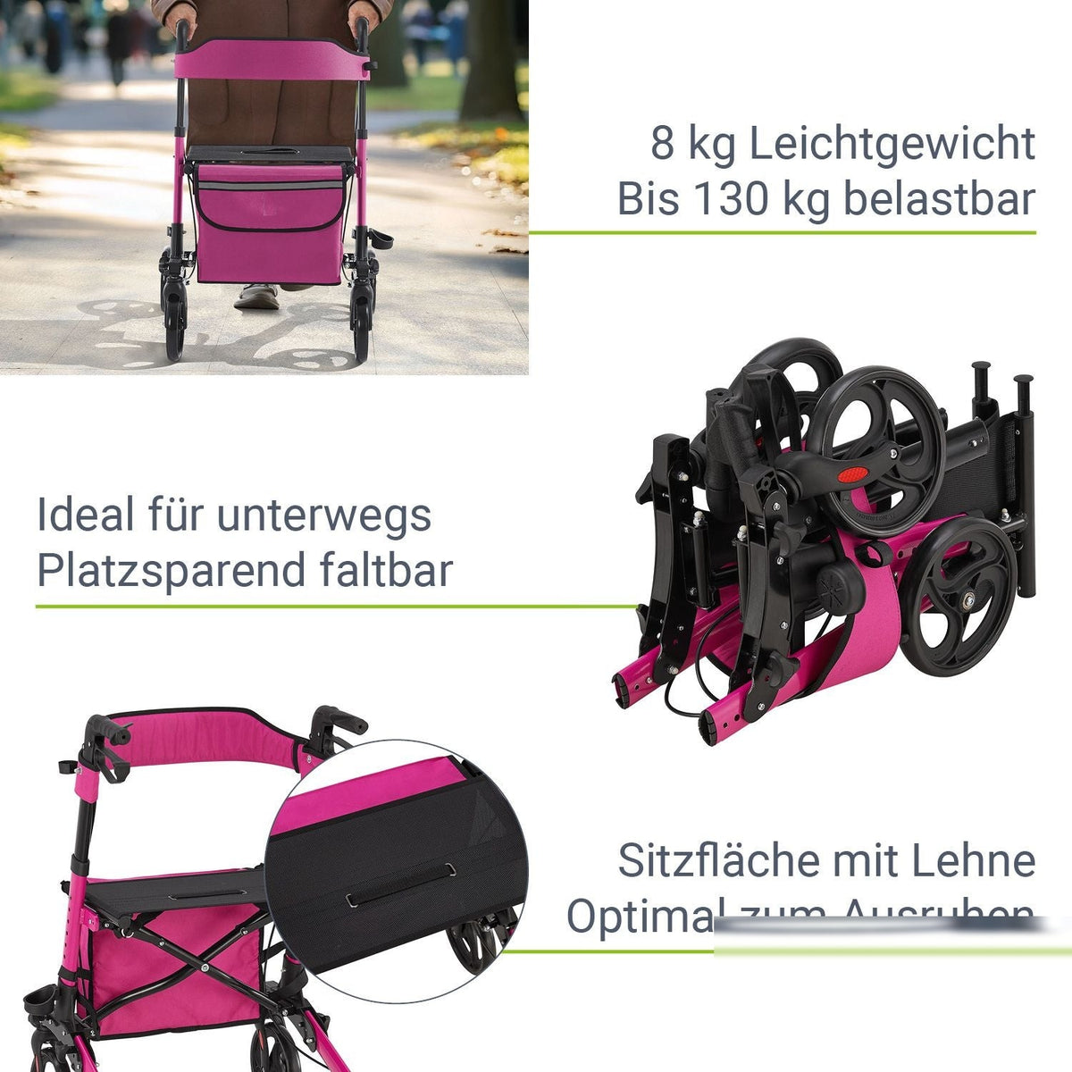 Rollator Vital in alluminio con sedile
