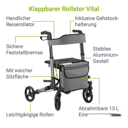 Rollator Vital in alluminio con sedile