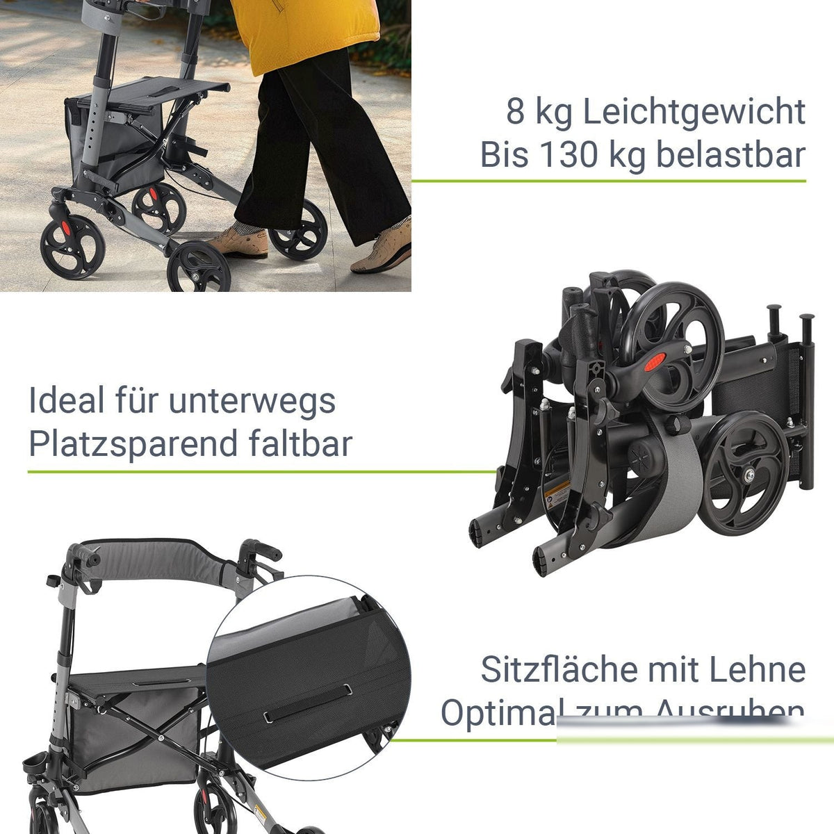 Rollator Vital in alluminio con sedile