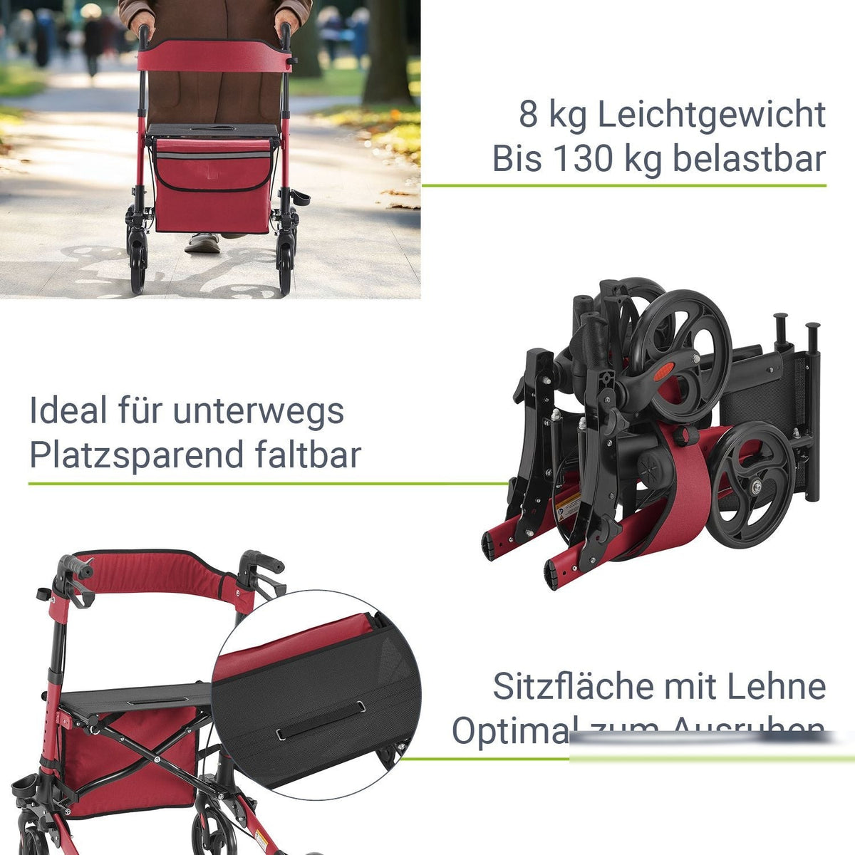 Rollator Vital in alluminio con sedile