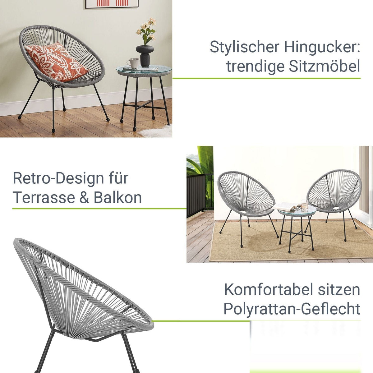 Set di mobili da balcone Ostana 3 pezzi