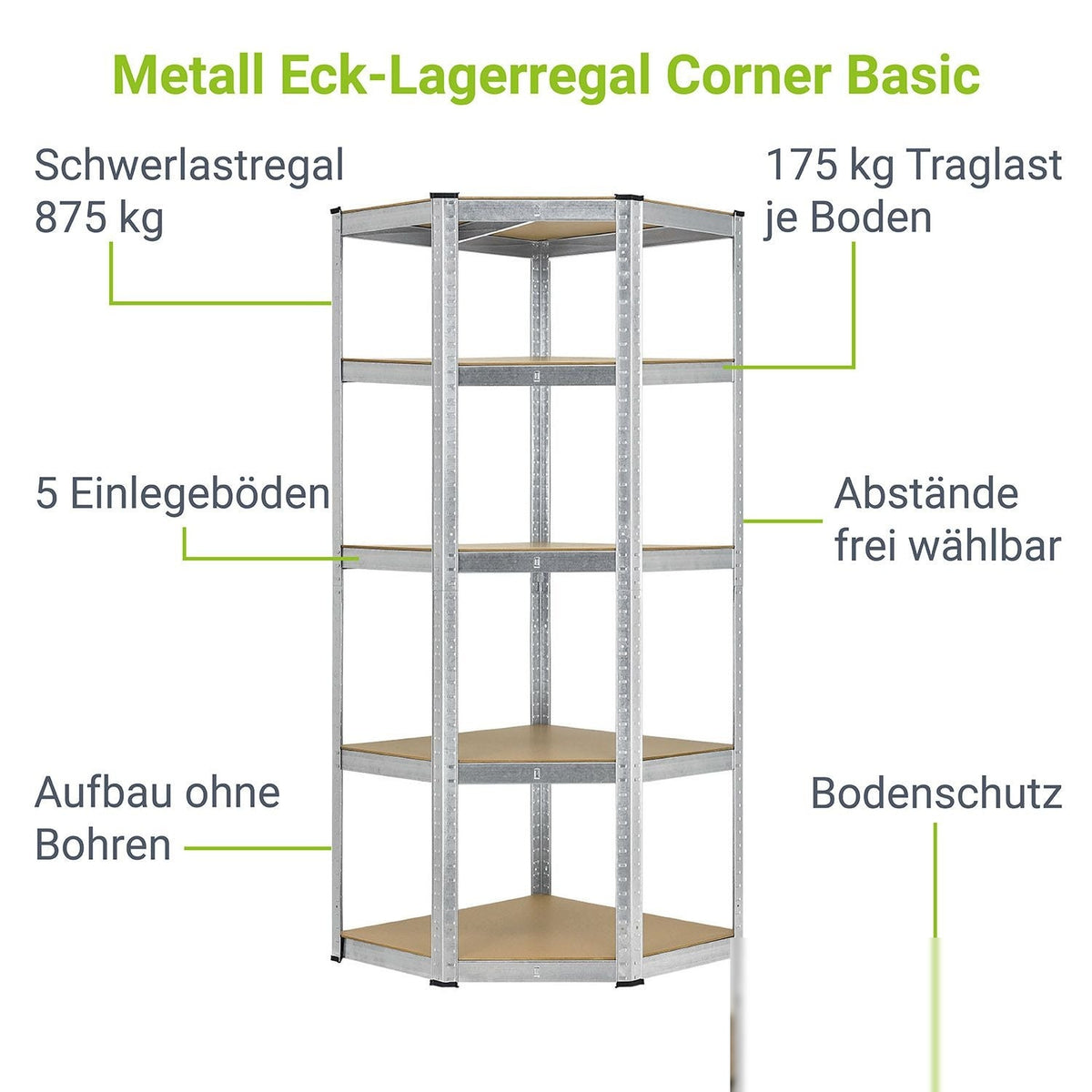 Scaffale ad angolo Corner Basic 180 x 70 x 40 cm