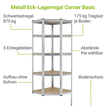 Scaffale ad angolo Corner Basic 180 x 70 x 40 cm