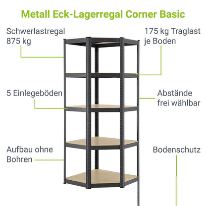 Scaffale ad angolo Corner Basic 180 x 70 x 40 cm