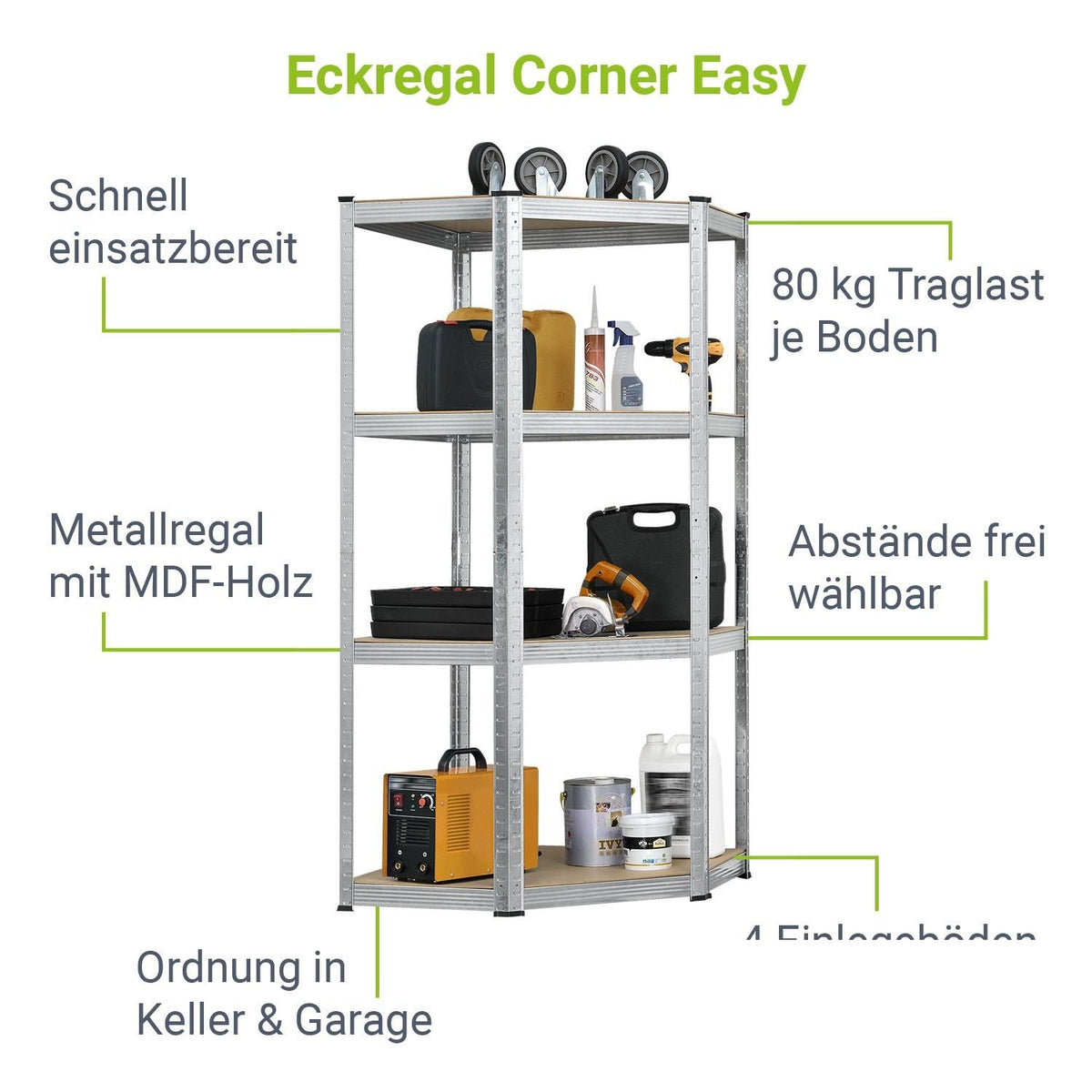 Scaffale ad angolo Corner Easy 160 x 75 x 40 - 75 cm