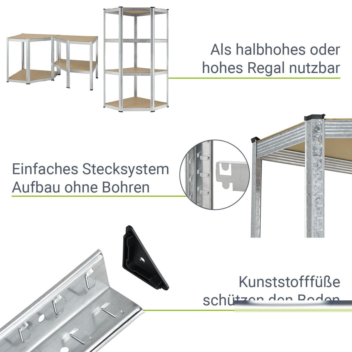 Scaffale ad angolo Corner Easy 160 x 75 x 40 - 75 cm