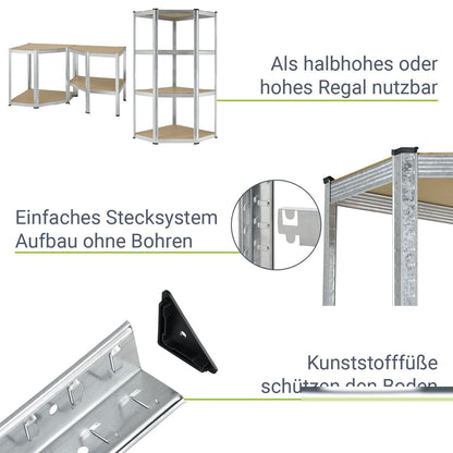 Scaffale ad angolo Corner Easy 160 x 75 x 40 - 75 cm