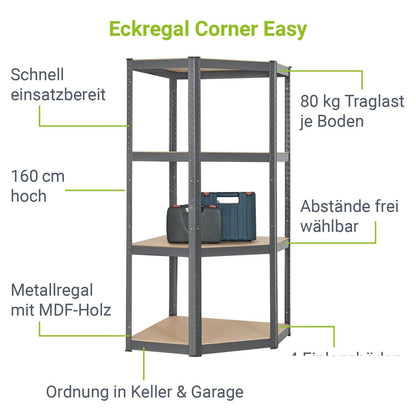 Scaffale ad angolo Corner Easy 160 x 75 x 40 - 75 cm