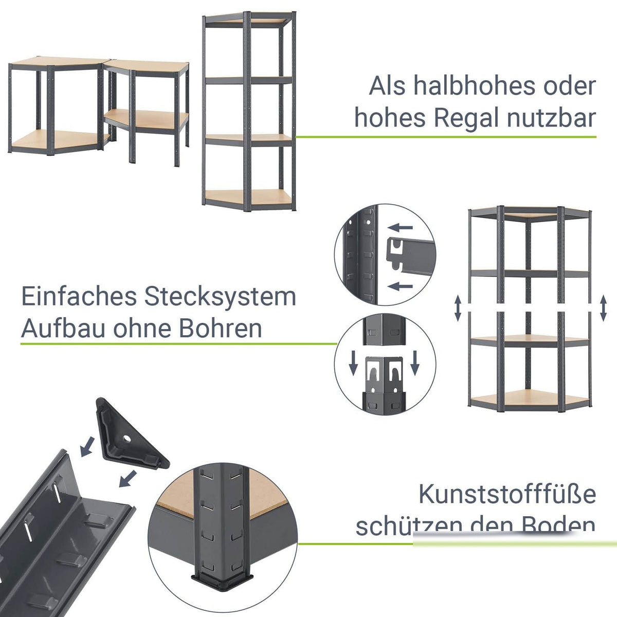 Scaffale ad angolo Corner Easy 160 x 75 x 40 - 75 cm